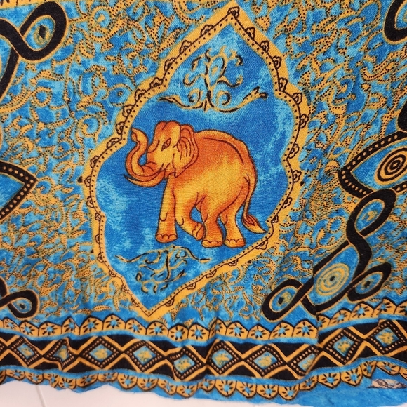 Vintage 90s Summer Midi Dress 1990s Sheath Sundress Elephants Beach Boho Medium - Picture 4 of 8